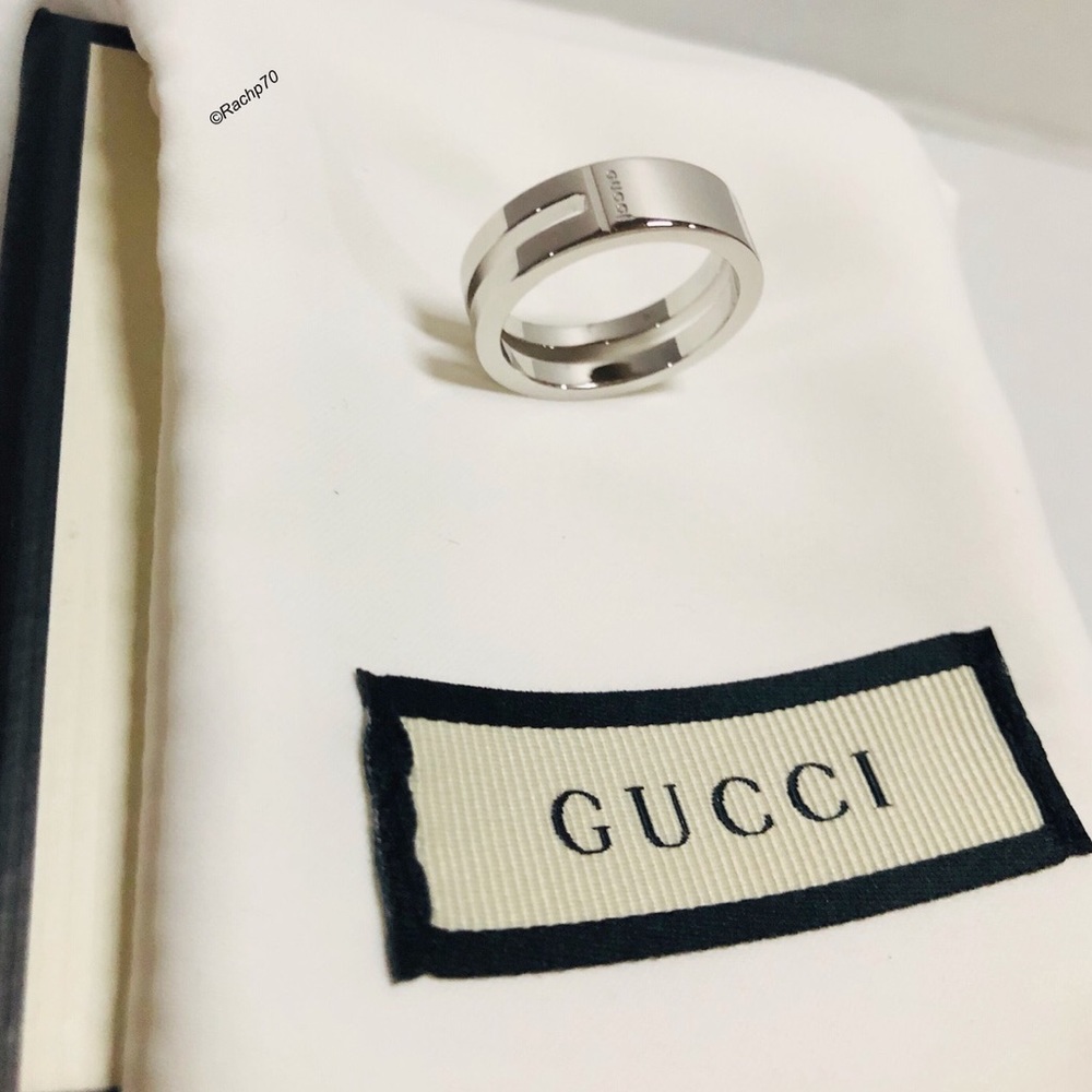 New Authentic Gucci Trademark Ring w/ Cut-Out Band - Picture 6 of 8